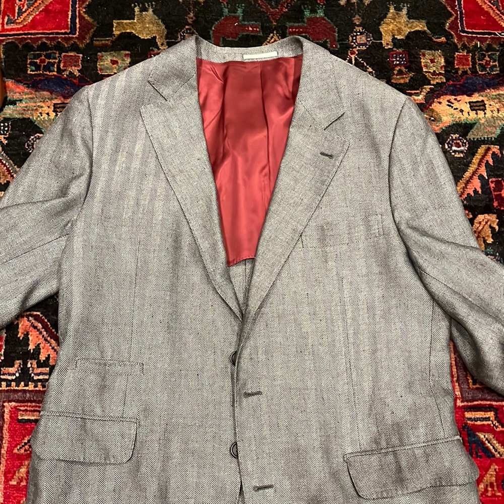Brunello Cucinelli herringbone mens jacket, size 56